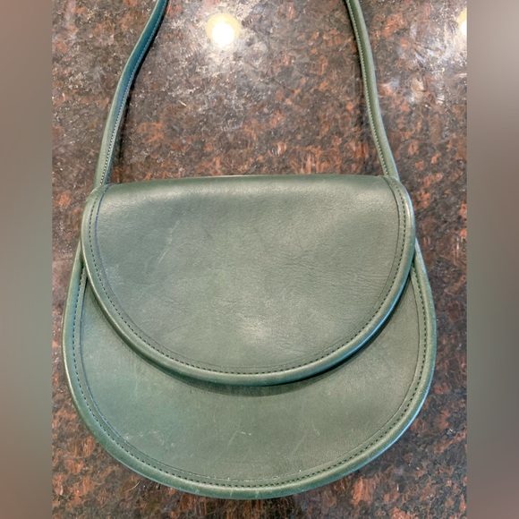 COACH Vintage Casey Bag Leather Crossbody Handbag Dark Emerald Green 80s / 90s - Picture 2 of 14